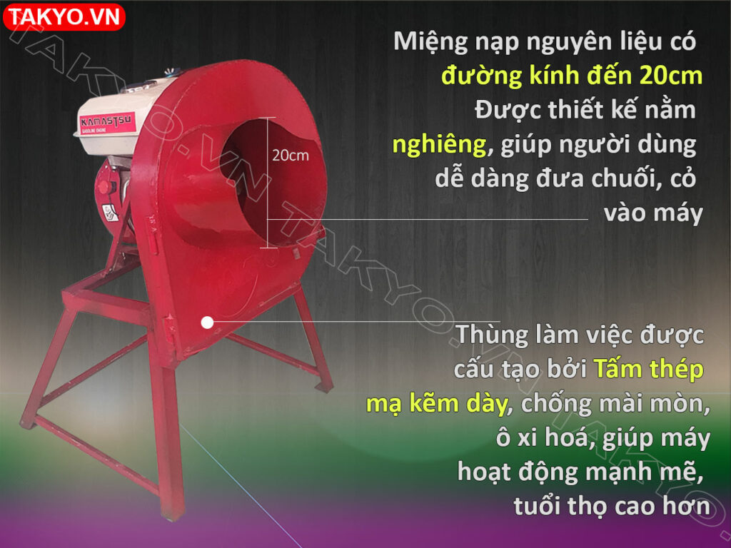 Kích thước miệng máy thái chuối mịn Takyo TK 55