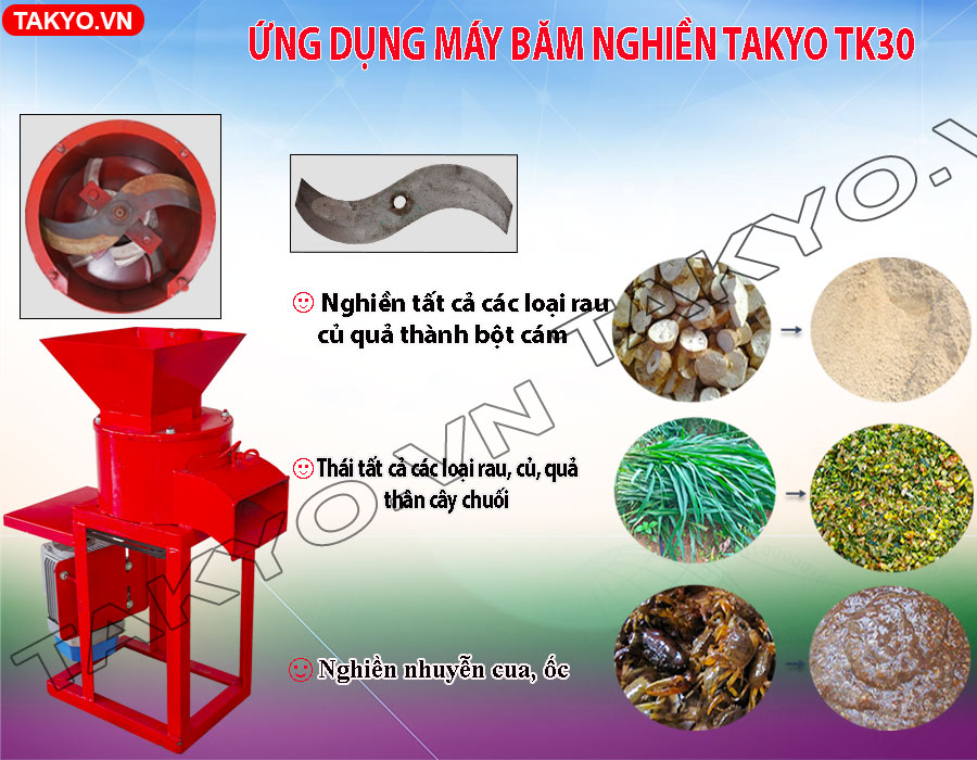 Công dụng máy băm nghiền đa năng Takyo TK 30