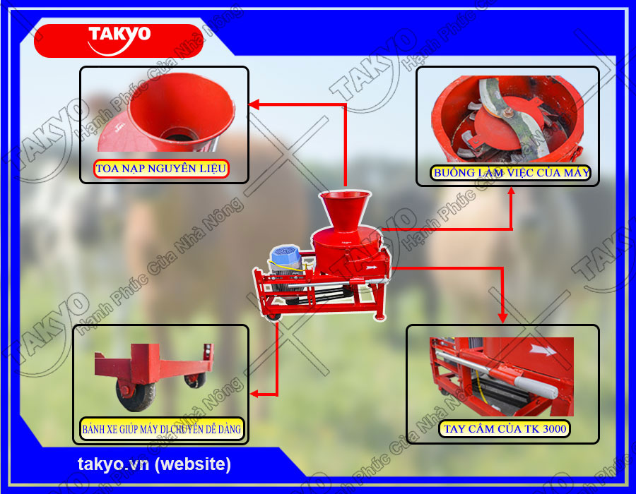 Cấu tạo của máy băm chuối Takyo TK3000