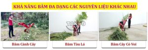 Máy băm cây Takyo TK 65 có thể sử dụng băm đa dạng các loại nguyên liệu khác nhau