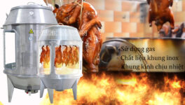 Cấu tạo lu nướng gà vịt inox kính dùng gas 80 TK80GK