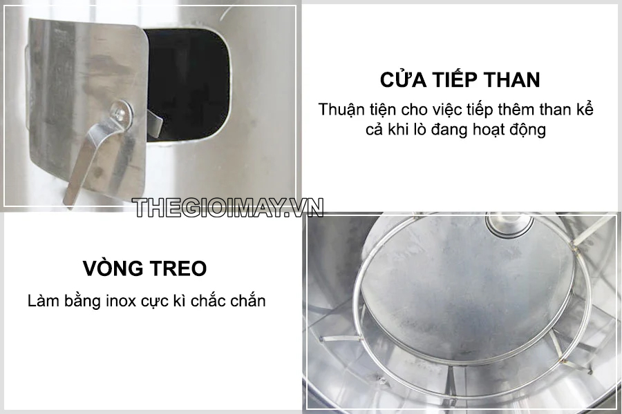 Cửa tiếp than lu nướng gà vịt inox dùng than 60 TK60T