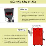 Máy xay xát gạo Takyo TK 250 CP trang bị phễu lọc và khung máy dày dặn giúp máy hoạt động bền bỉ 