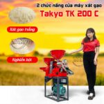 Máy xát gạo Takyo TK 200 C vừa có thể xát gạo trắng vừa có thể nghiền các loại hạt, trấu cám thành bột