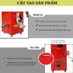Máy xát gạo mini Takyo TK 250 CP được trang bị 4 bánh xe cao su và 2 tay cầm inox