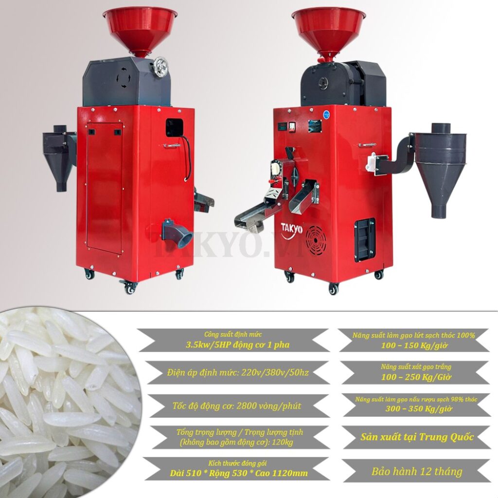 Thông số kỹ thuật máy xát gạo Takyo TK 250 C