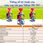 Thông số kỹ thuật của máy xay xát gạo đa năng Takyo TK 195