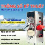 Thông số kỹ thuật của máy xát gạo Takyo TK 210