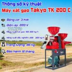 Thông số kỹ thuật của máy xay xát gạo Takyo TK 200 C