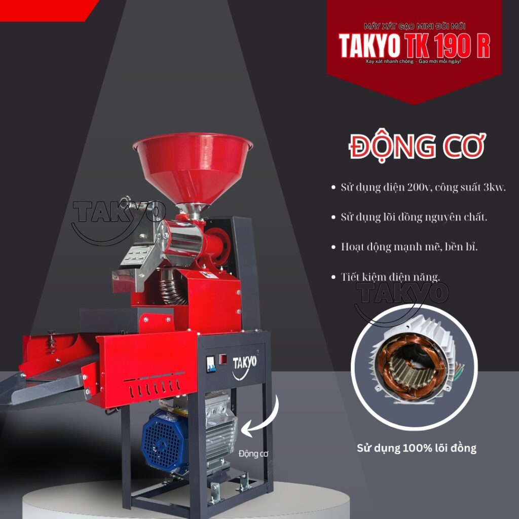Động cơ của máy xát gạo mini đời mới TAKYO TK 190 R