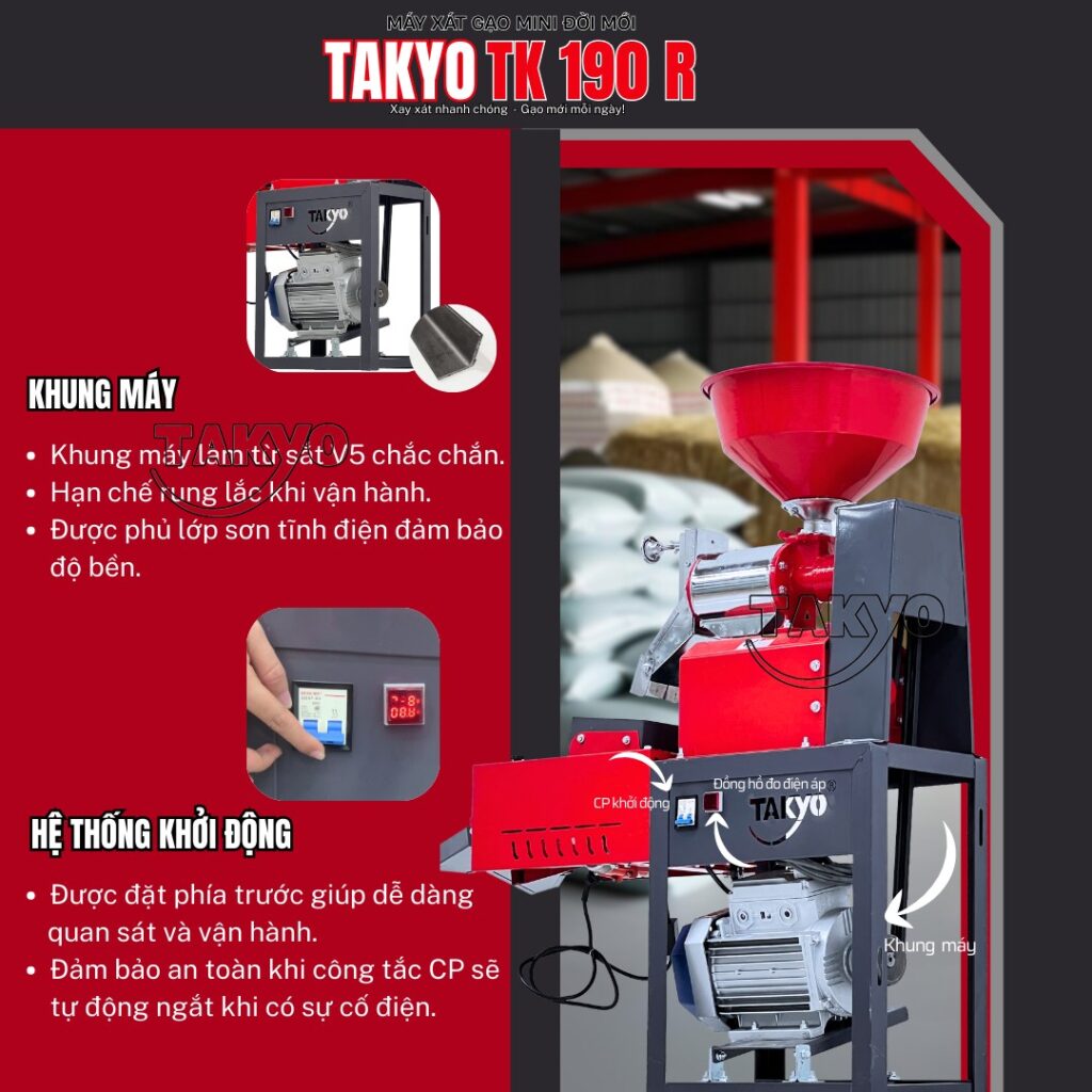 Khung máy của máy xát gạo mini đời mới TAKYO TK 190 R
