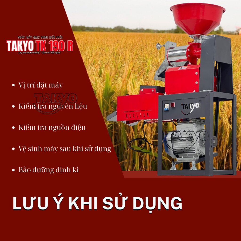 Những lưu ý khi sử dụng máy xát gạo mini đời mới TAKYO TK 190 R