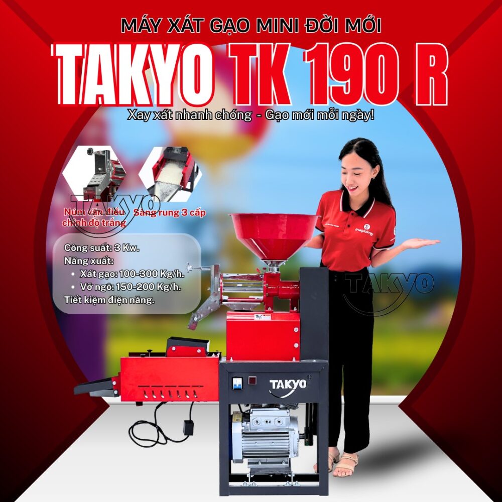 Máy xát gạo đời mới mini TAKYO TK 190 R