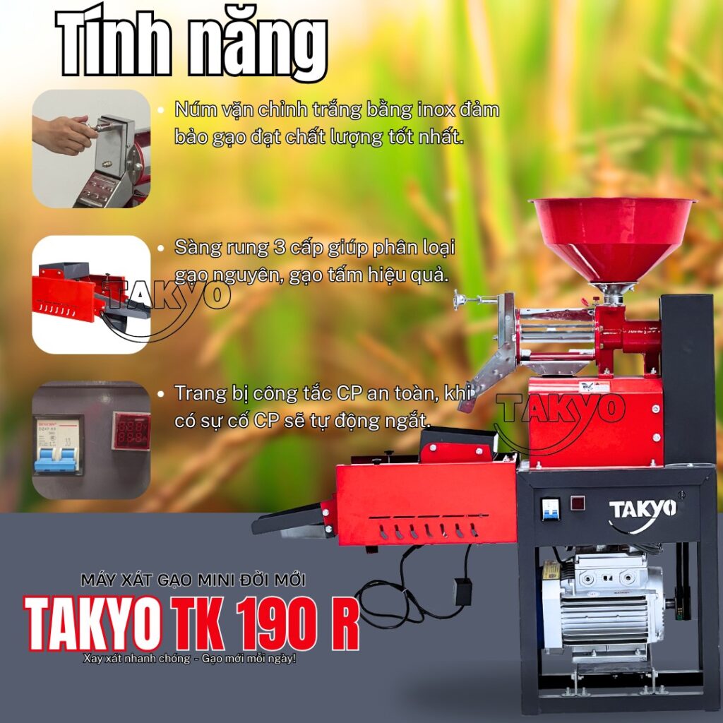Tính năng nổi bật của máy xát gạo mini đời mới TAKYO TK 190 R