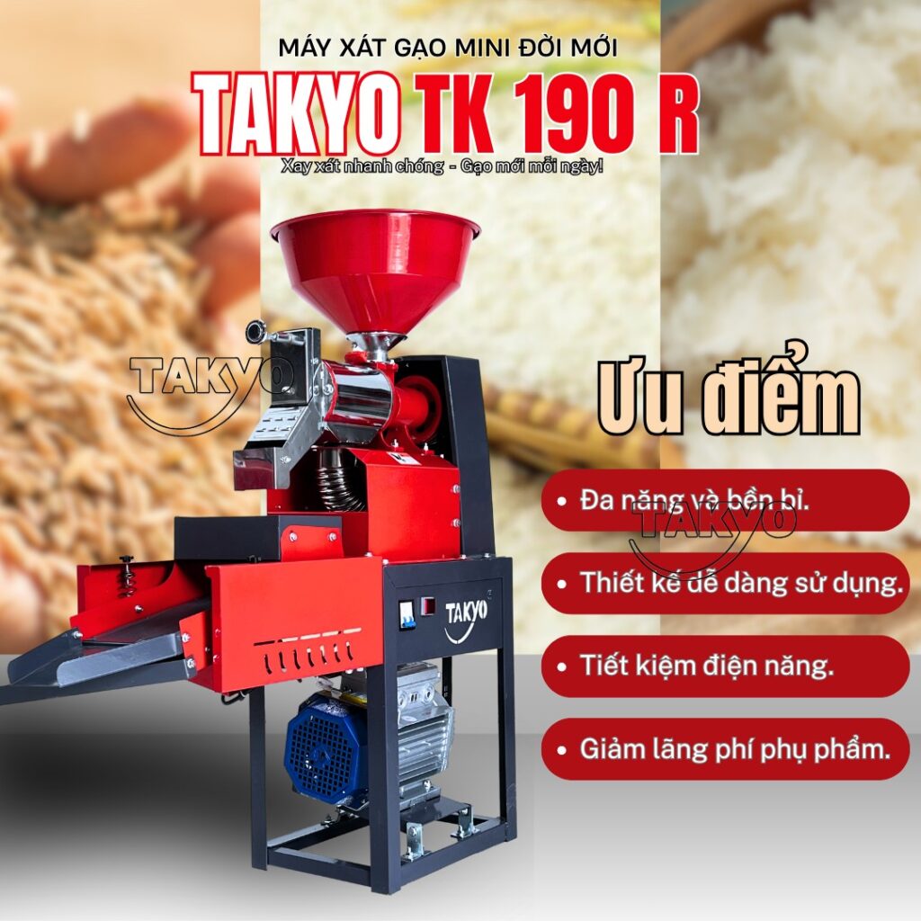 Ưu điềm của máy xát gạo mini đợi mới TAKYO TK 190 R
