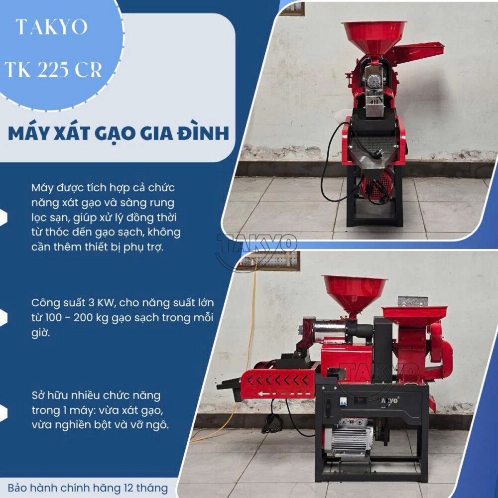 Máy xát gạo gia đình Takyo TK 225 CR chính hãng