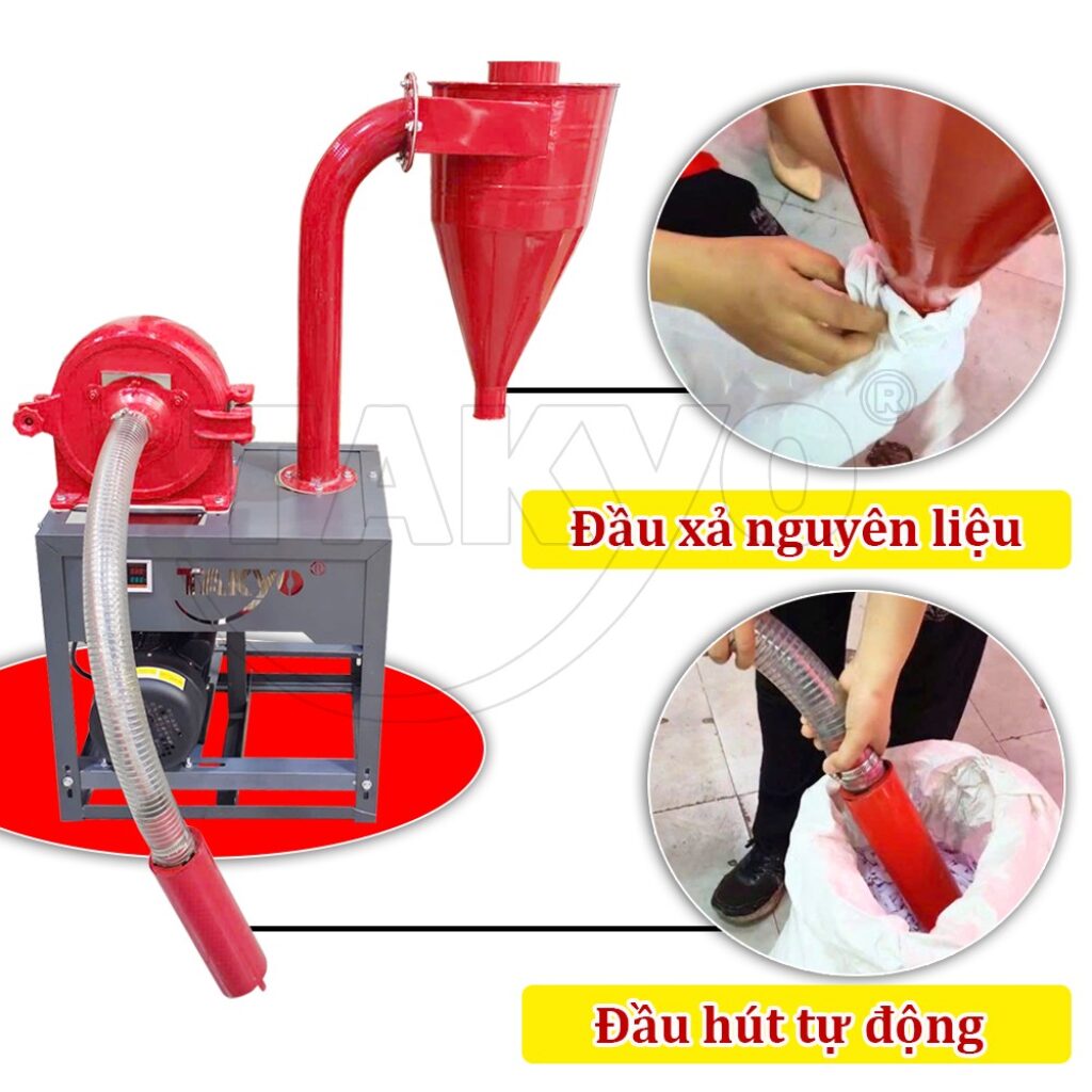 Đầu hút đầu xả nguyên liệu của máy nghiền nông sản tự hút Takyo TK 010