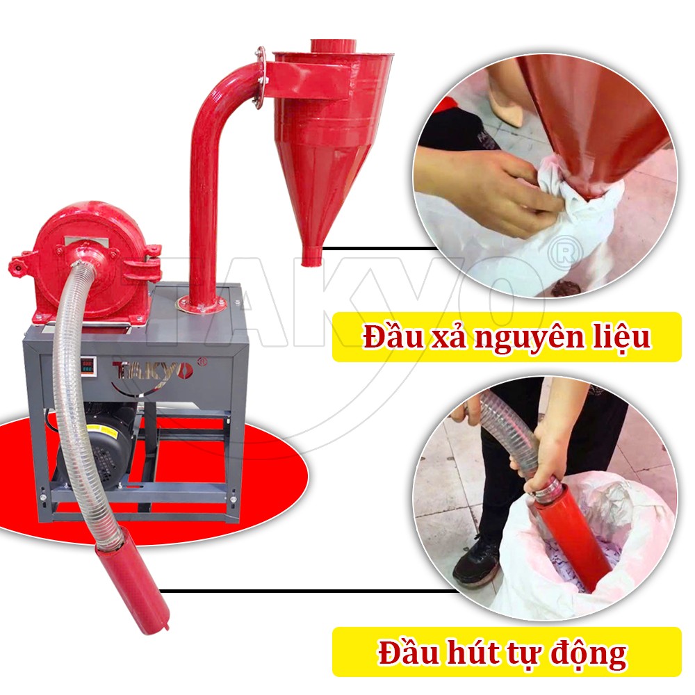 Đầu hút đầu xả nguyên liệu của máy nghiền nông sản tự hút Takyo TK 010