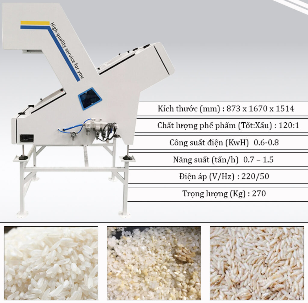 Thông số kỹ thuật máy tách màu gạo Takyo TK - M80