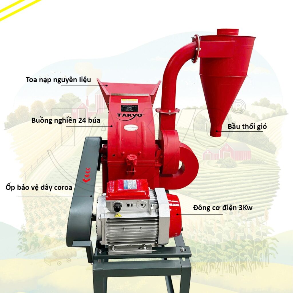 Cấu tạo nổi bật của máy nghiền 24 búa Takyo TK 24-22 3KW
