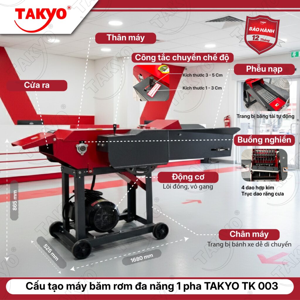 Cấu tạo máy băm đa năng 1 pha TAKYO TK 003