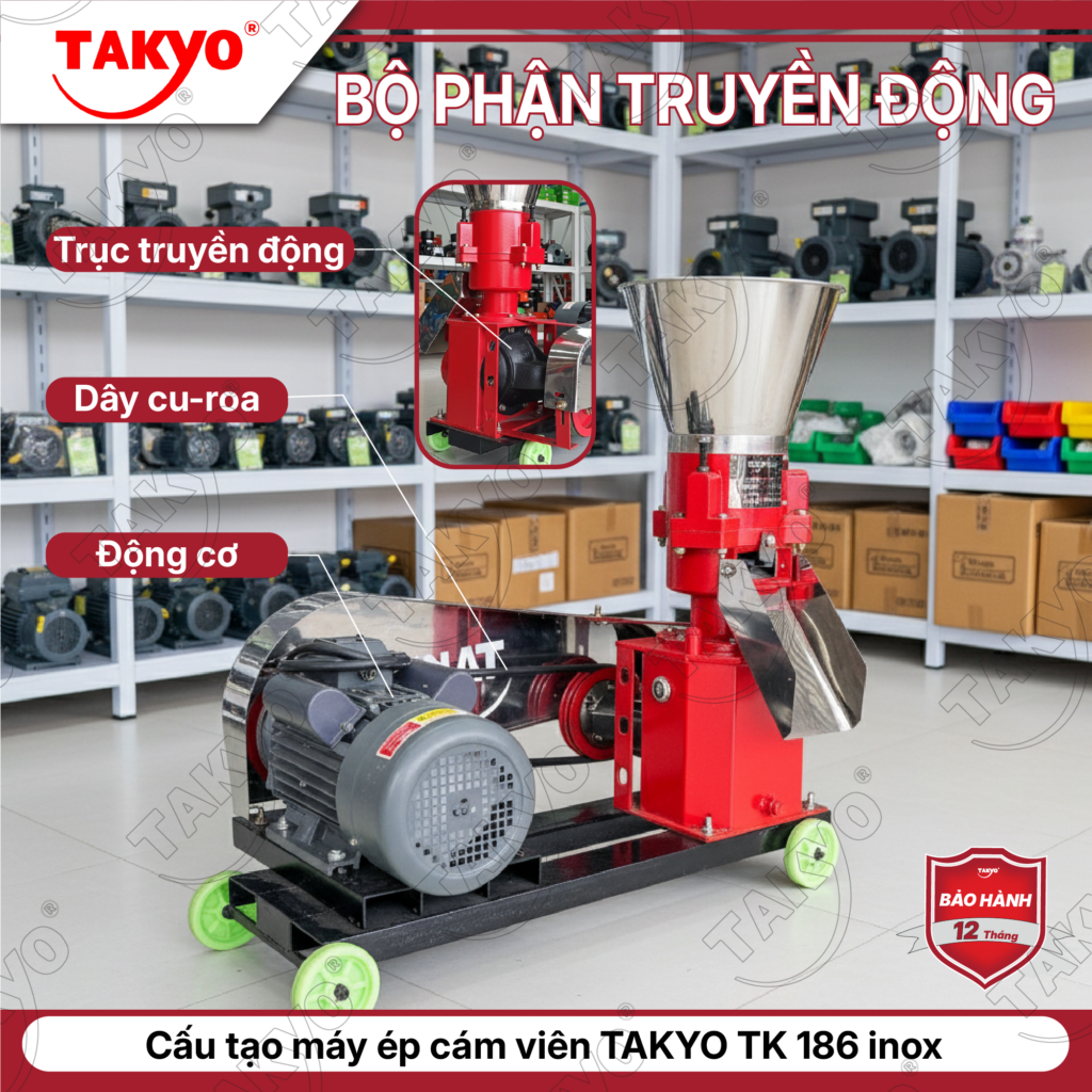 Cấu tạo máy ép cám viên TAKYO TK 186 inox