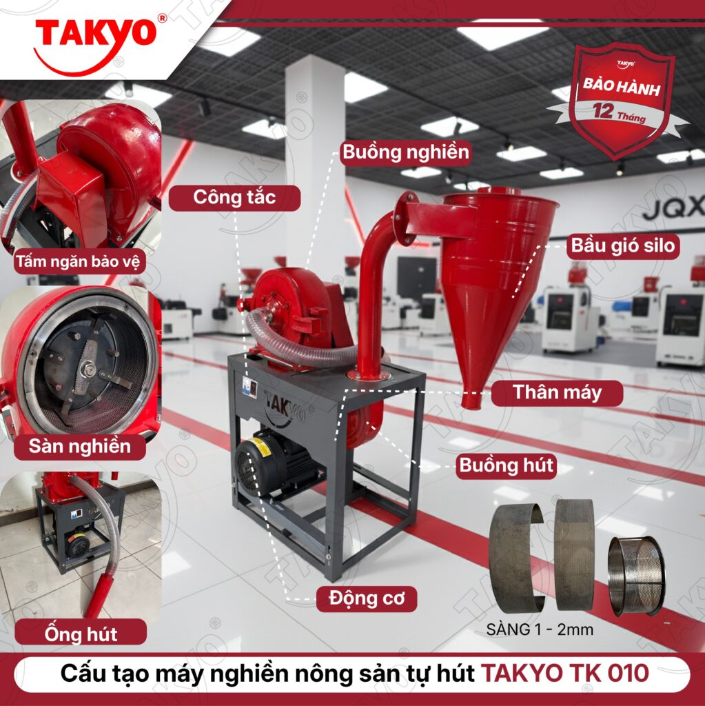 Cấu tạo máy nghiền nông sản tự hút TAKYO TK 010