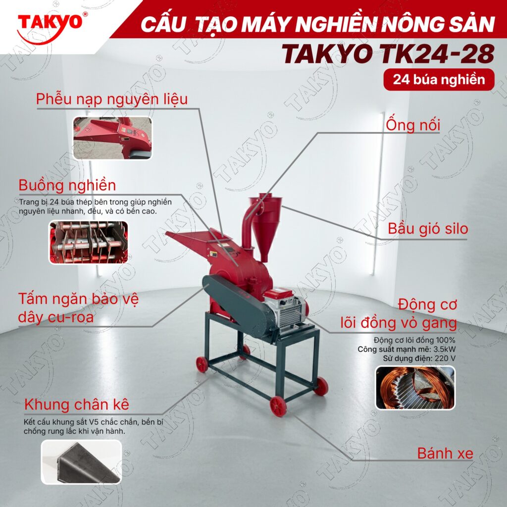 Cấu tạo máy nghiền nông sản TAKYO TK 24-28