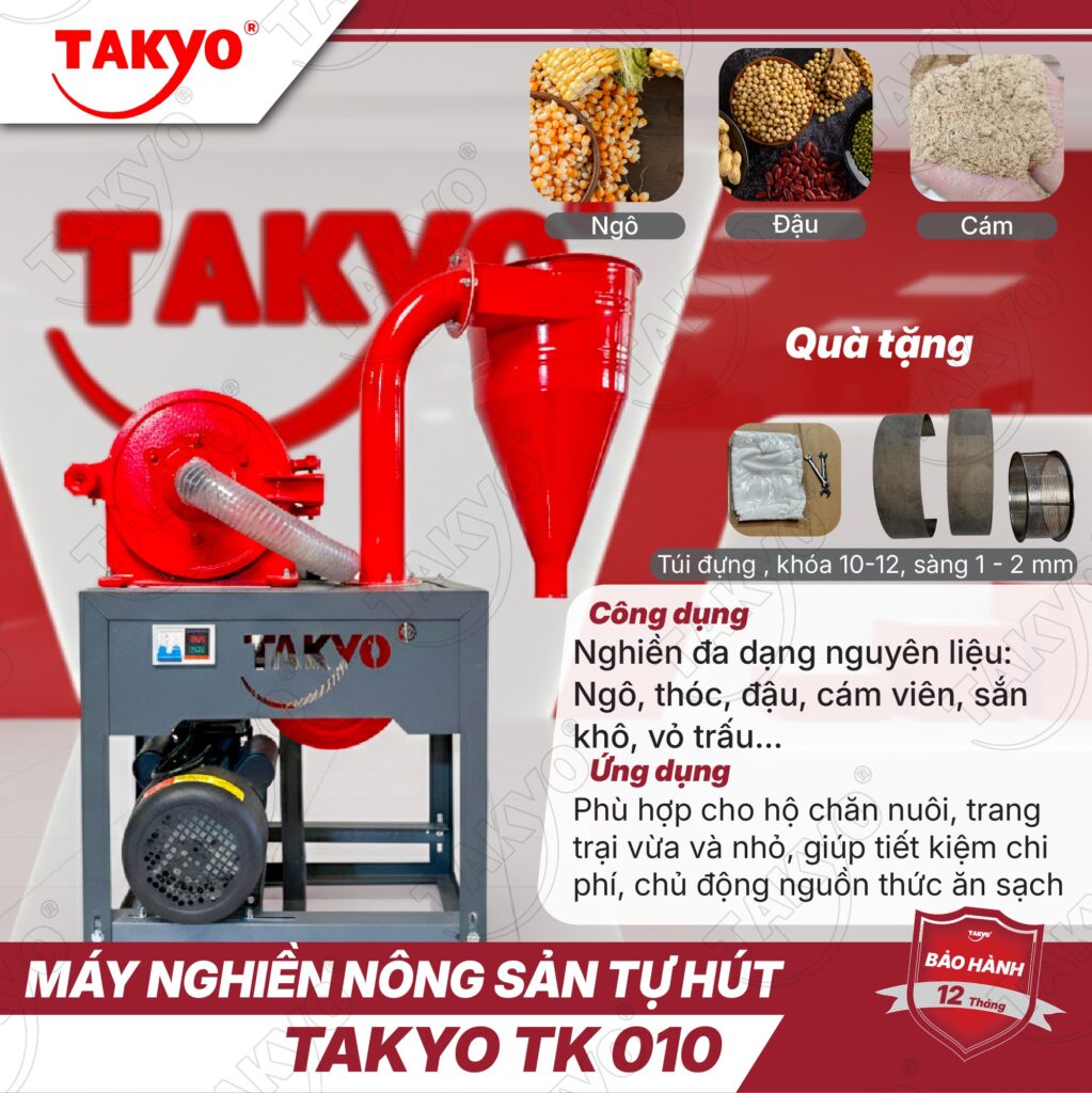 Chức năng của máy nghiền nông sản tự hút TAKYO TK 010