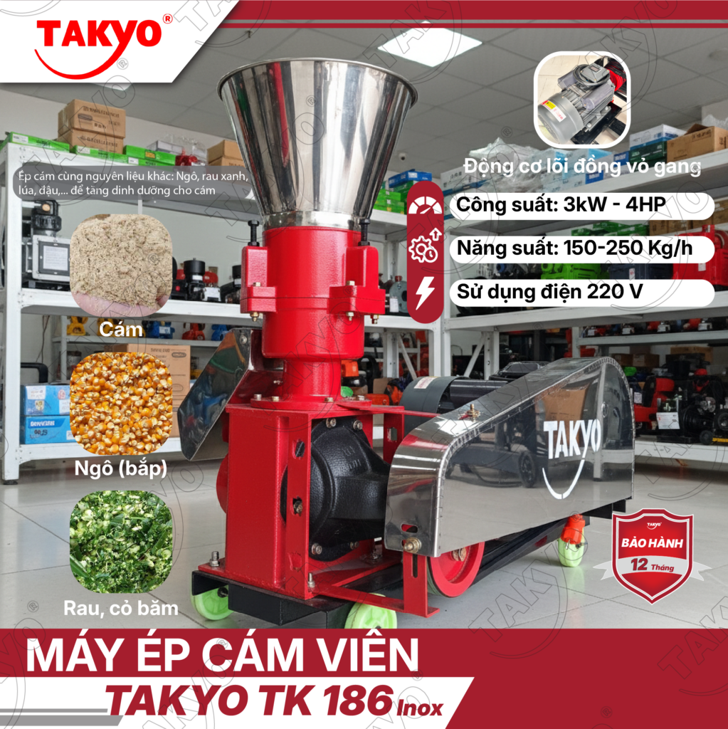 Giới thiệu máy ép cám viên TAKYO TK 186 inox