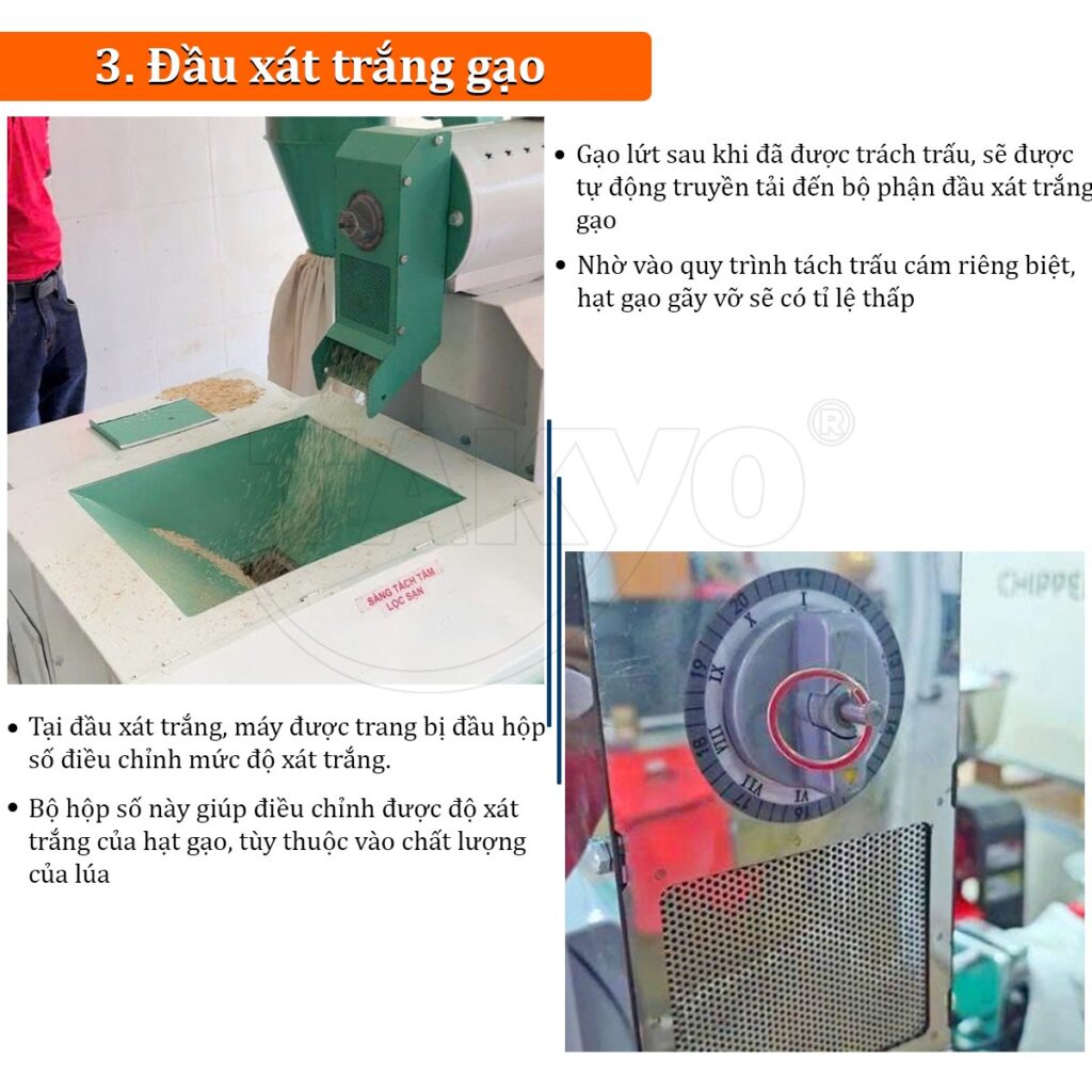 Đầu xát trắng gạo dàn máy xát gạo Takyo TK 1200