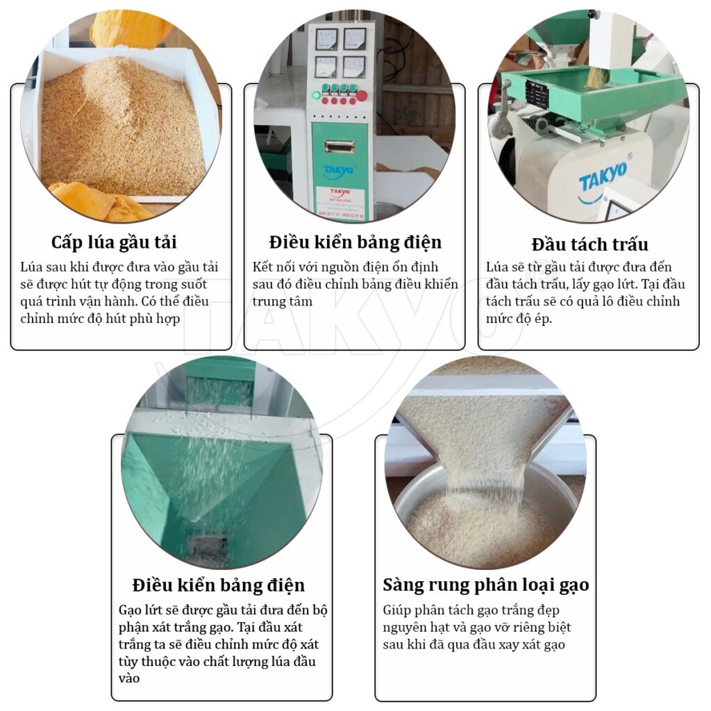 Quy trình vận hành dàn máy xay xát gạo Takyo TK 1200