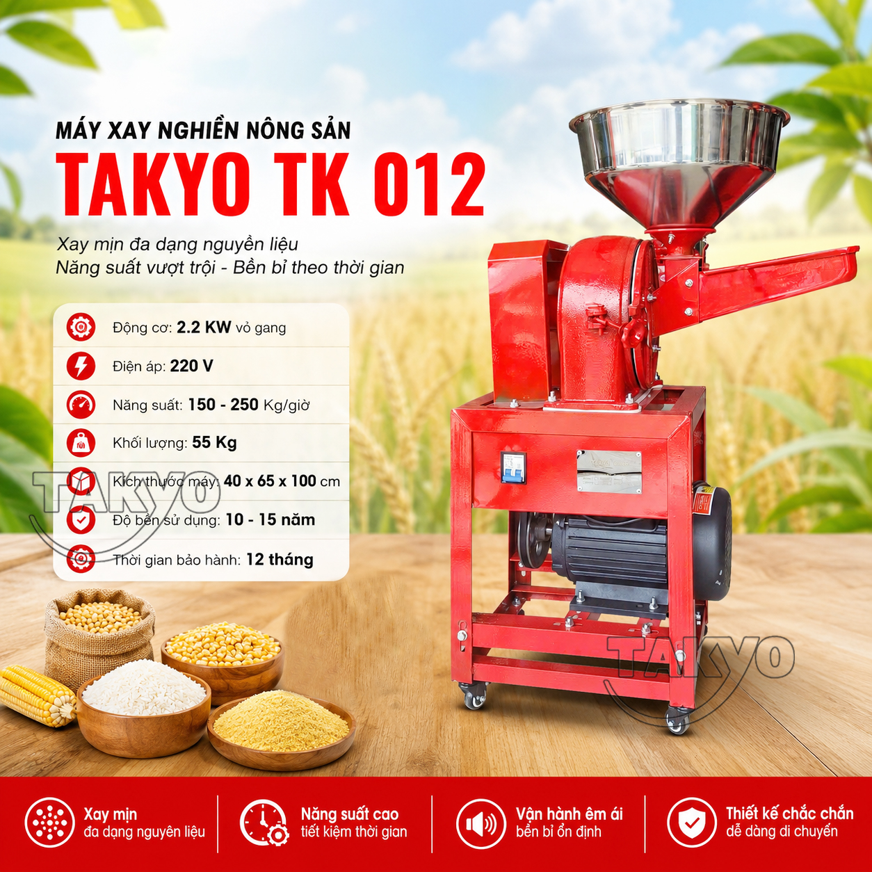 Máy xay nghiền nông sản Takyo TK 012 Máy xay nghiền nông sản Takyo TK 012