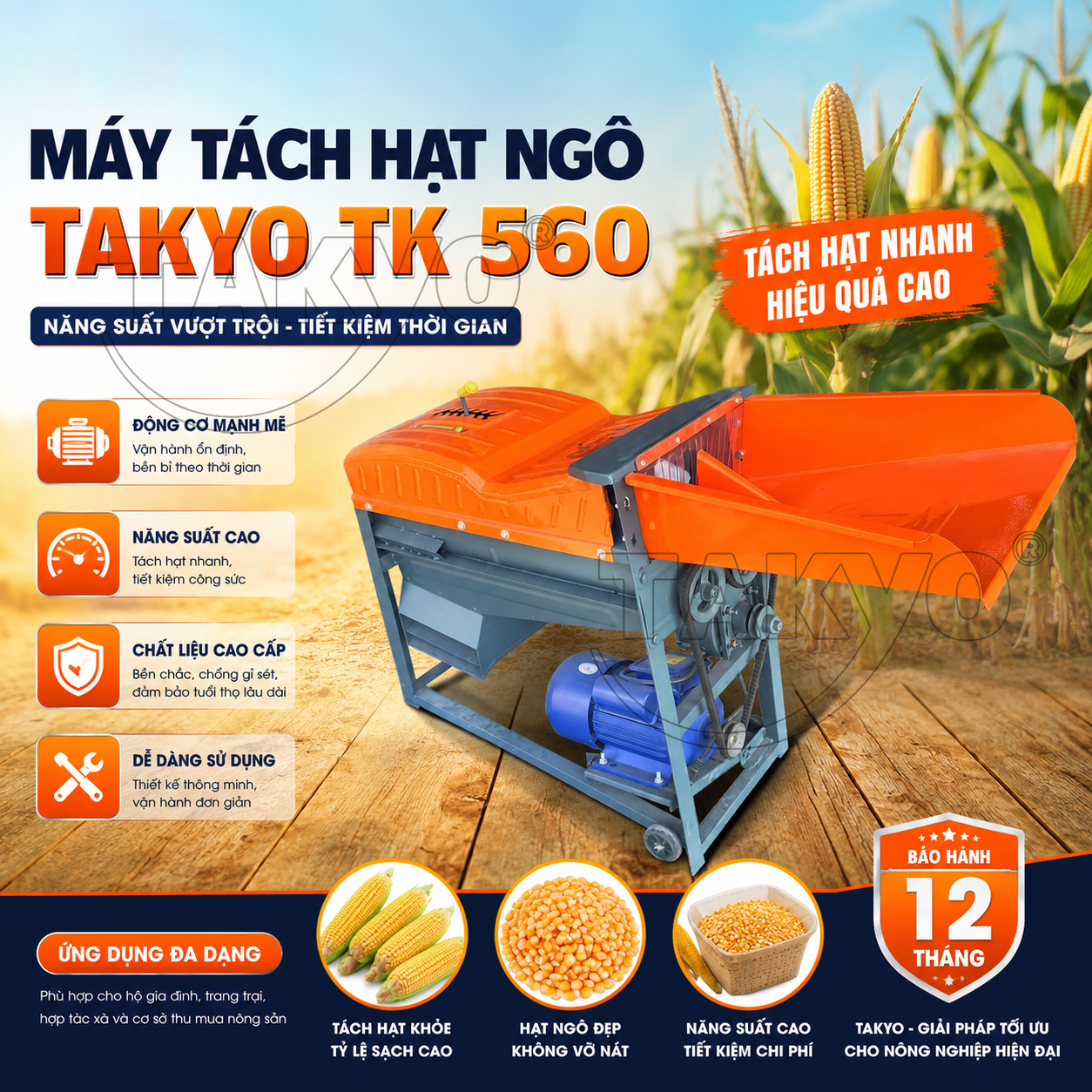 may-tach-hat-ngo-takyo (1) Máy tách hạt ngô Takyo TK 560 - Ảnh 1